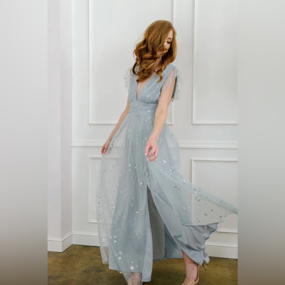 Wendy tulle maxi dress size small dusty blue